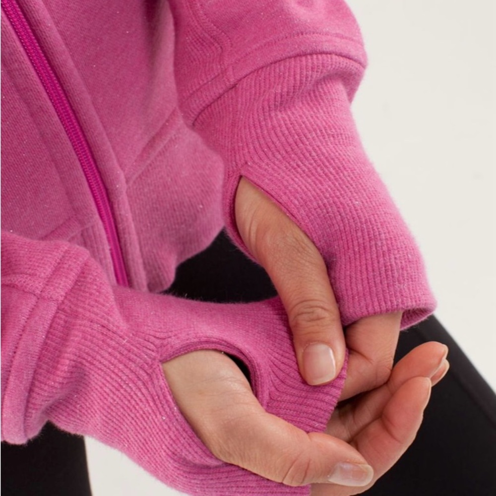 Vintage Lululemon Scuba Hoodie Sparkle Heathered Paris Pink Size 10 Rare 2011 - Picture 4 of 9